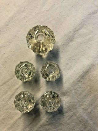 SET of 10 ANTIQUE VINTAGE Clear Glass Crystal Cabinet Knob Drawer / Door Pulls 5