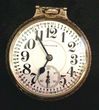 Scarce Antique 1920 ' s Hamilton Railroad Pocket Watch 3