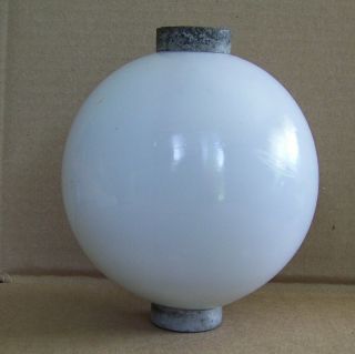Antique 4 1/2 Inch White Milk Glass Lightning Rod Ball With Collars