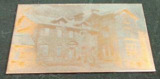 Antique Etched Copper Printing Plate Heightside House Newchurch Rossendale Lancs