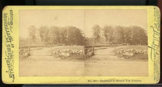 Stereoview Photograph Civil War Tipton Gettysburg Entrance To Round Top Ave 35