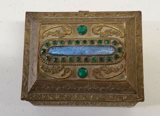 Empire Art Gold Jeweled Trinket Box E & J.  B.  - & Detail Antique