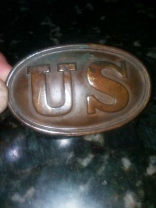 Antique & Civil War Army U S Brass Plate Belt Buckle Arrowhead