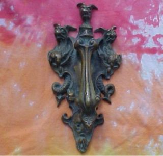 Vintage Cast Brass Door Knocker Satyr & Gargoyles