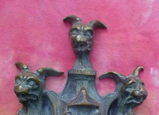 Vintage Cast Brass Door Knocker Satyr & Gargoyles 3