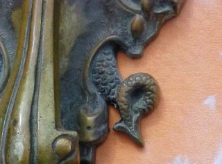 Vintage Cast Brass Door Knocker Satyr & Gargoyles 5