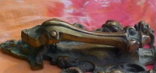 Vintage Cast Brass Door Knocker Satyr & Gargoyles 7
