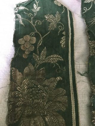 18 Th Century Fragments.  Silk And Metallic Thread Detail 4