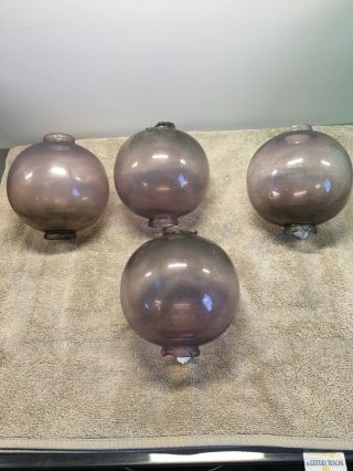 (4) Antique Amethyst Glass Lightning Rod Balls