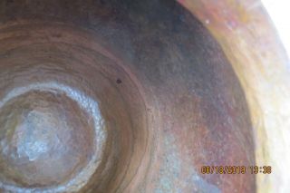 LARGE COPPER BOWL HAND HAMMERED W/NICE PATINA UNMARKED ARTS & CRAFTS? 3