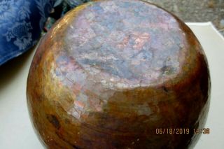 LARGE COPPER BOWL HAND HAMMERED W/NICE PATINA UNMARKED ARTS & CRAFTS? 4