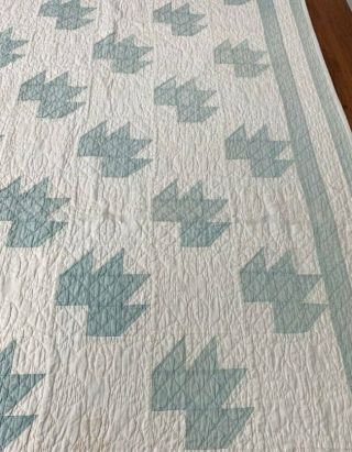 Farmhouse PA c 1930s Bear Paw QUILT Vintage BLUE 7