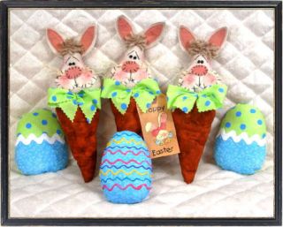 Primitive Easter Bunny Carrot Eggs Ornies Pattern 242