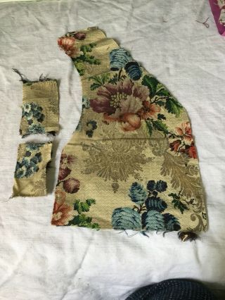 18 Th Century Silk Brocade With Two Extra Small Fragments