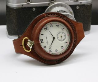 Vintage Military 3602 Ship Pocket Watch,  Wwi Style Leather Wristband Wwii