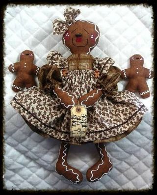 Primitive Raggedy Gingerbread Doll W/babies Pattern 39