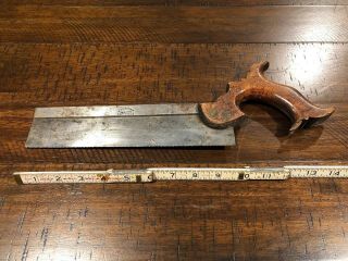 Antique Sheffield 10 " Tapered Back Hand Saw By W.  Butcher Brass Split Nuts