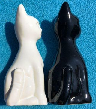 Vintage Mid Century Modern Mcm Black & White Cat Salt & Pepper Shakers Figurines