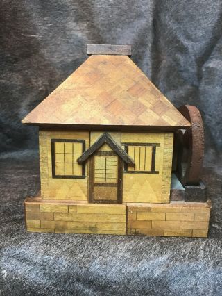 Vintage Japanese Wooden Puzzle House Bank Safe.  With Secret Drawer.  Open No Key