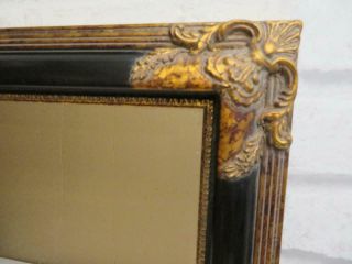 Vintage Old Mirror Black Gilt Bevel Glass Wall Mirror