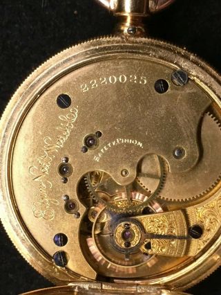Antique 18k gold Elgin Pocket Watch 1887 Serial 2220025 Sz 6s 15 jewels 4