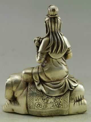 Collectible Decorated Chinese Tibetan silver Handwork Kwan - yin Elephant Statue 4