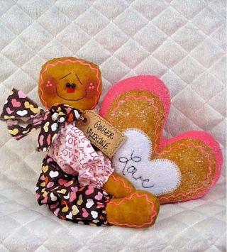 Primitive Valentine Gingerbread Shelf Sitter Pattern 96