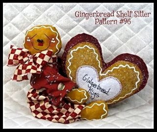 Primitive Valentine Gingerbread Shelf Sitter PATTERN 96 2