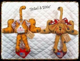 Primitive Americana Puppy Dog & Tabby Cat Pattern 52