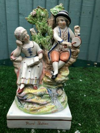 Early 19thc Staffordshire " Ralph Wood " Pearlware Figurines: Rural Pastime C1810s