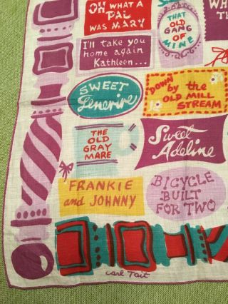 Vintage Signed Hanky - Carl Tait - Great Old Songs 2