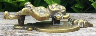 Large Vintage Antique Brass Lincoln Imp Troll Demon Gargoyle Door Knocker 6.  25” 5