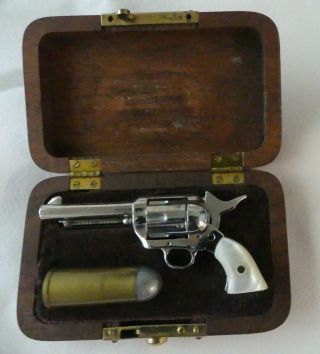 Antique,  Collectibe,  One Of A Kind Minature Cap Pistol In Wood Case
