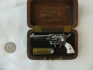 ANTIQUE,  COLLECTIBE,  ONE of a KIND MINATURE CAP PISTOL IN WOOD CASE 2