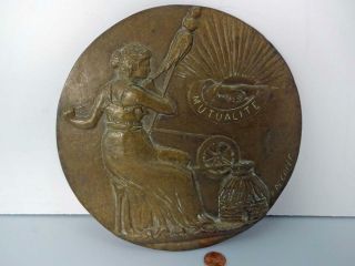 Antique Belgium/france Bronze Building 8 " Medallion Plaque By P.  De Greef