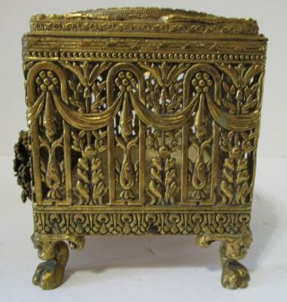 Antique Decorated Victorian Metal Jewelry Box Marigolds 8
