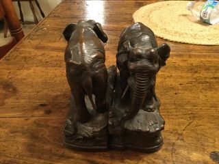 Antique Jennings Brothers Elephant Bookends Rare Early 1900’s