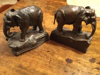 Antique Jennings Brothers Elephant Bookends Rare Early 1900’s 2