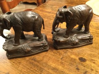 Antique Jennings Brothers Elephant Bookends Rare Early 1900’s 5