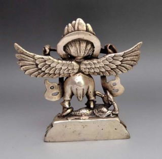 Chinese Tibetan Buddhism silver Winged Garuda Bird God Tantra Buddha Statue d02 4