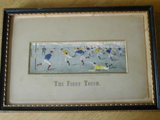 T Stevens Silk Stevengraph " The First Touch,  Rugby " Framed