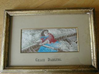 T Stevens Silk Stevengraph " Grace Darling " Framed