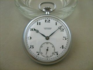 Vintage Longines Pocket Watch Fab.  Suisse Cal 37.  93 Sub Second Year 1939 Rare