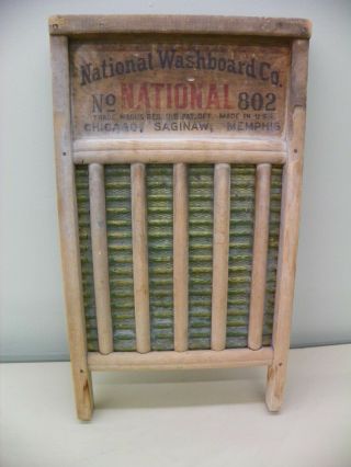 Vintage Antique National Washboard Co No.  802 Wood And Brass