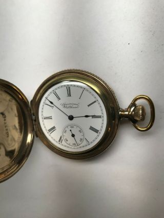 1895 STUNNING DESIGNED gold filled WALTHAM hunter case pocket watch 3