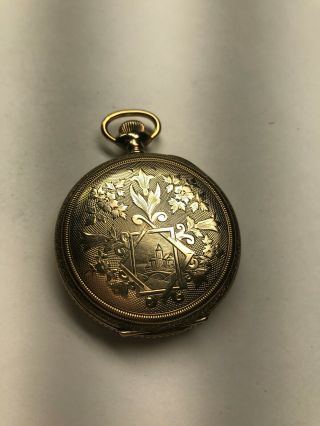 1895 STUNNING DESIGNED gold filled WALTHAM hunter case pocket watch 7