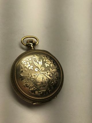 1895 STUNNING DESIGNED gold filled WALTHAM hunter case pocket watch 8