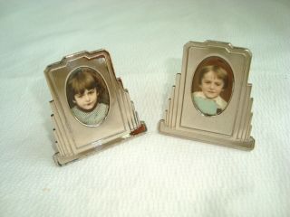 2 French Art Deco Chrome Picture Frames