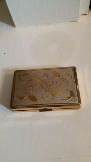 Musical Vintage Powder Compact (clover) Gold Includes Box