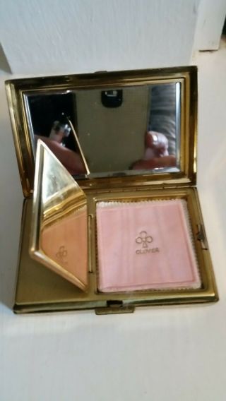 Musical vintage powder compact (Clover) gold includes box 2